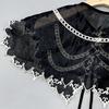 Embroidered Half Shirt False Collar Black Spread Lapel Versatile Art Collar Sweet Shawl False Decorative Shawl