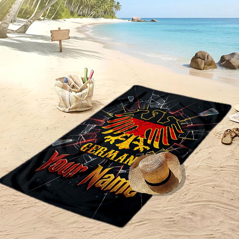Asciugamano da Spiaggia Personalizzato Stampato Eintracht Frankfurt Logo Calcio Supporto Nome Personalizzato Testo Asciugamano Assorbente Per Sport Viaggio Regalo Speciale
