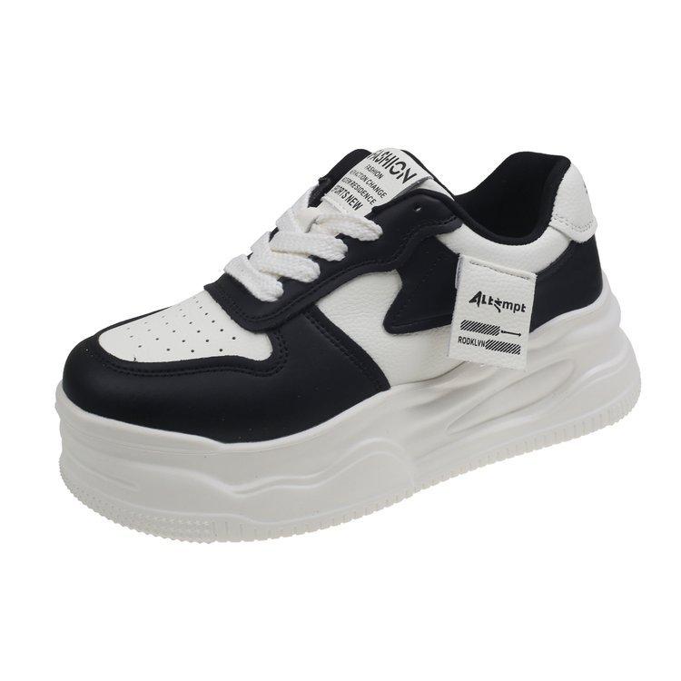 

Leather thick baseplate shoes women s spring and autumn 2025 new versatile casual sports shoes breathable flat women s shoes 35 чёрный