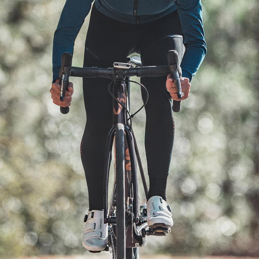 Santic Cycling Racer Cycling Tights with and Size L Women's Pants, Autumn/Winter Pants, Fleece-Lined Pad, Lightweight, Warm, Elastic, Black,