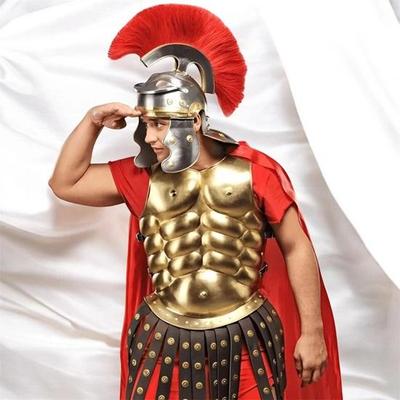 Costume Armatura Gladiatore Romano Pettorale Muscolare e Mantello Rosso Outfit Cosplay Guerriero Spartano per Uomo Attrezzatura Halloween LARP