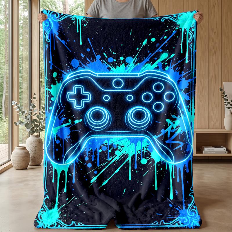 Neon Game Controller Art Theme blanket Lightweight Warm Flannel Blanket Decorative Throw Blanket for Home Decoration