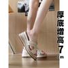Ruth's same retro straw woven thick-soled heel cool slippers women's outer wear 2025 new summer Roman sandals