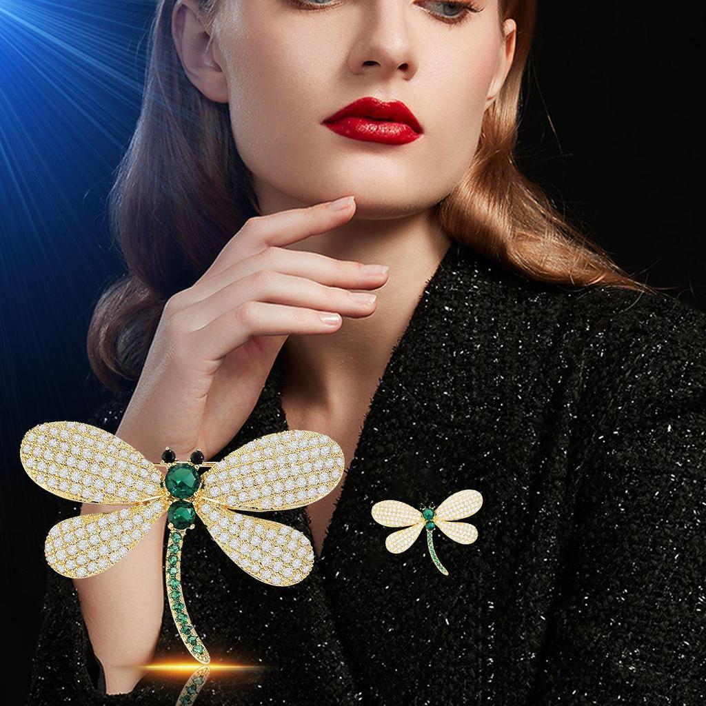 Korean Style Elegant Dragonfly Brooch - High-End Luxury Corsage Pin Accessory