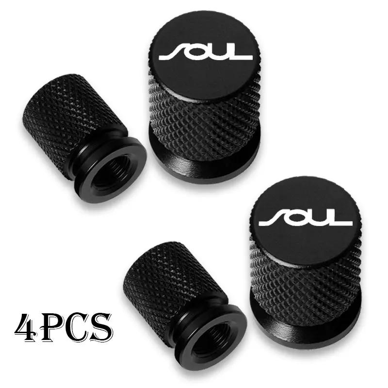 4pcs Car Wheel Tire Valve Caps Tyre Stem Covers Airdust Waterproof For KIA Soul Car Accessories