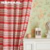 1PC NAPEARL Christmas Style Cotton Linen Green Red 40% Semi Blackout Window Drapes With Tassels For Small Window Living Room Festival Decor