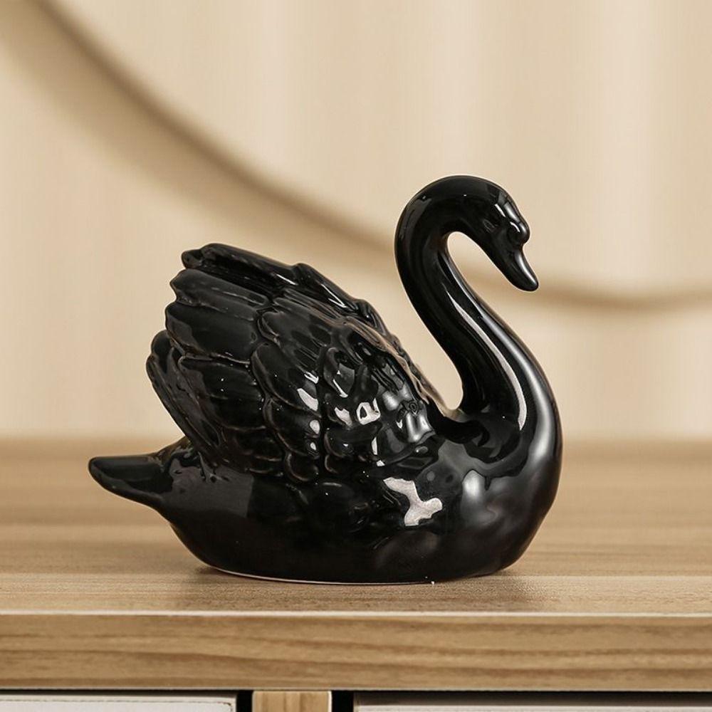 Elegant White Swan Statue Easy To Use Swan Couple Figurine Black Swan Ornaments  Office Decor