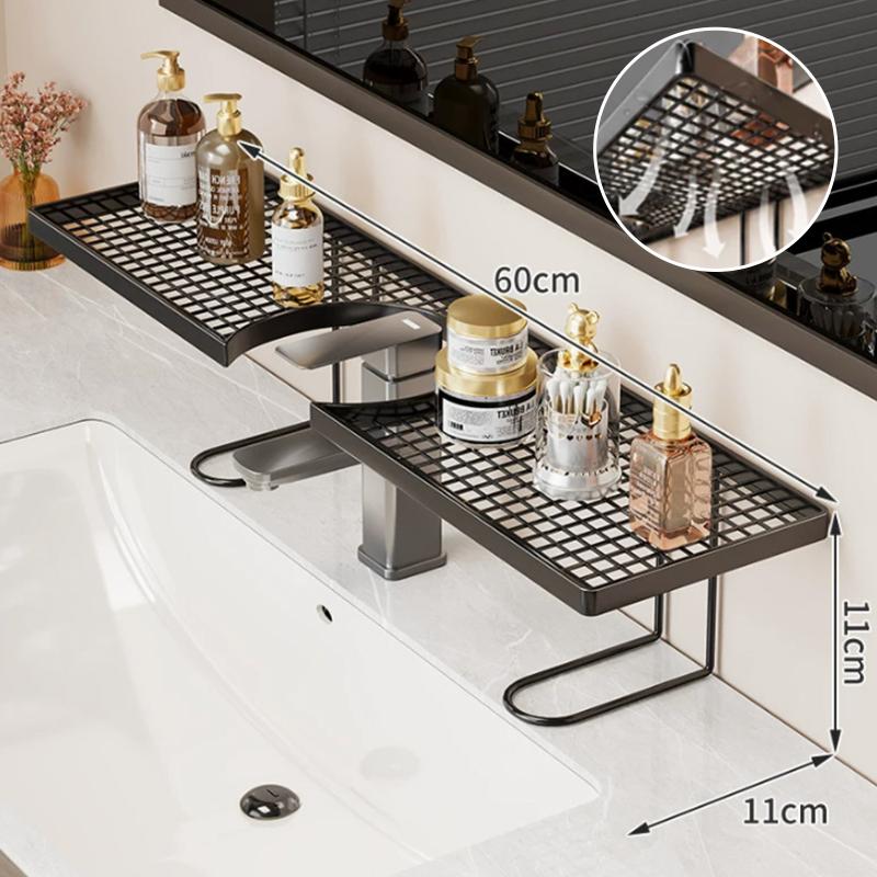 Over Faucet Sink Storage Shelf Large Punch-free Capacity Waterproof Holder for Bathroom Toiletries Kitchen Dishwashing Supplies