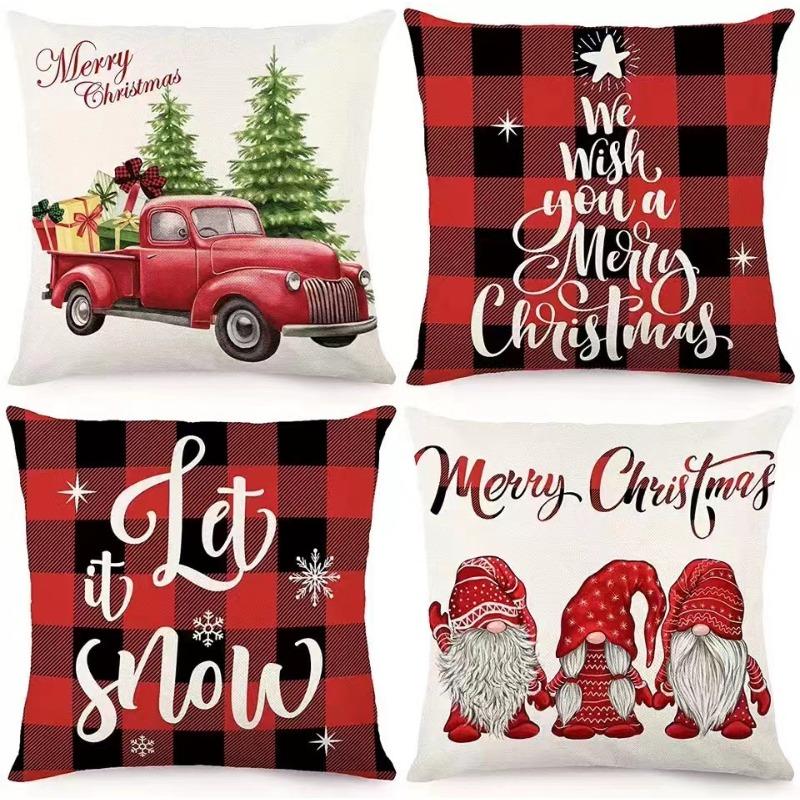 New Christmas Pillow 4 Combination Picture Pillow Cushion Pillowcase Home Office Pillowcase
