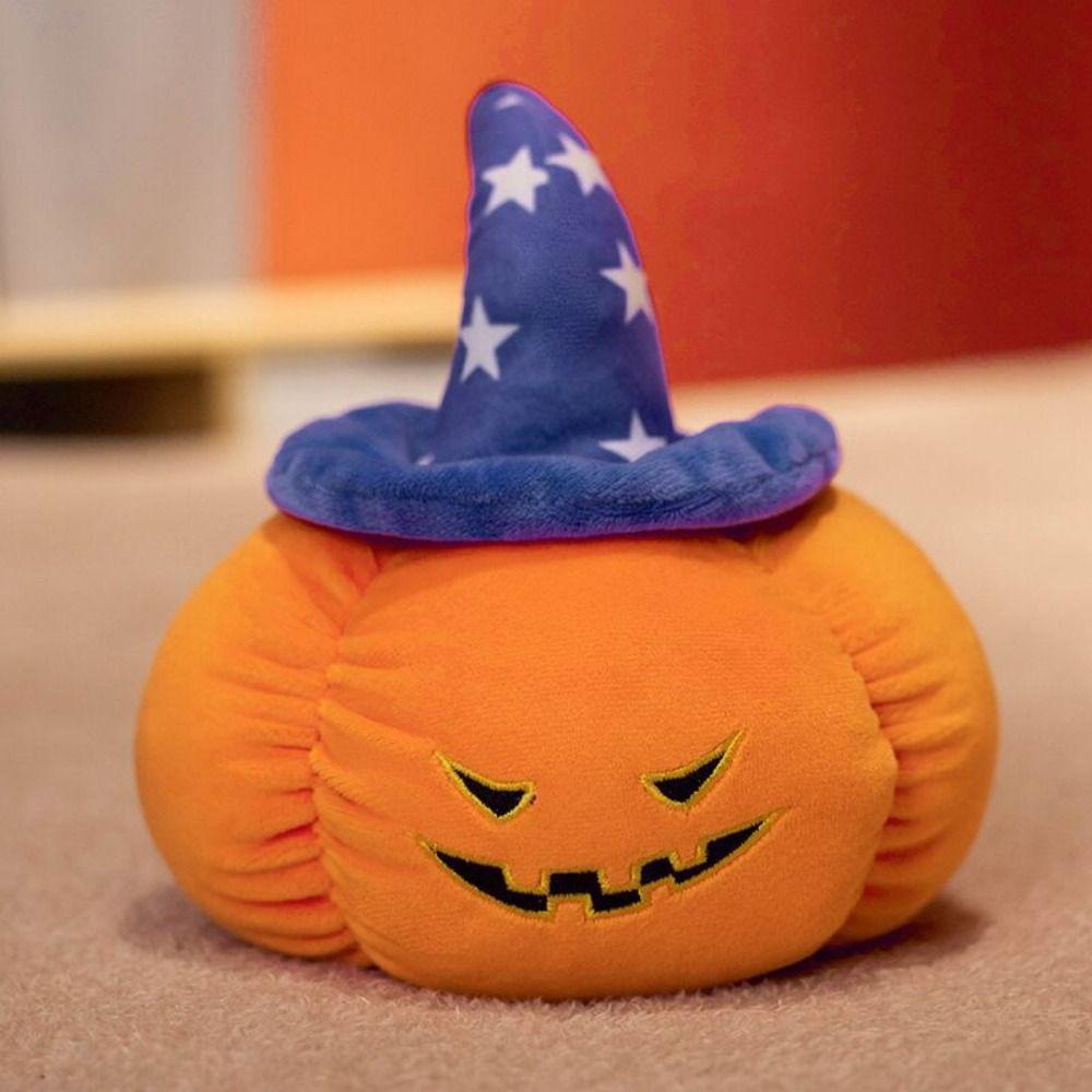 PP Cotton Halloween Plush Toy Wearing Hat Halloween Pumpkin Throw Pillow  Home Decoration