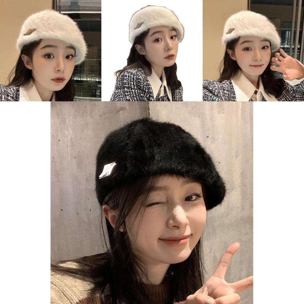 Trendy Rabbit Fur Blended Beret Stylish Casual Winter Hat Fashionable And Warm Beanie
