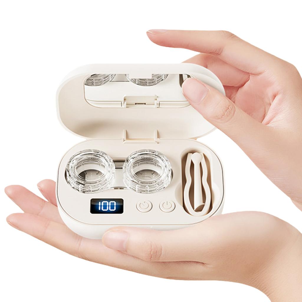Ultrasonic Contact Lens Cleaner Rechargeable Portable Travel Contact Lens Case Kit for Gym Sports Running Fitness Outdoor Travel