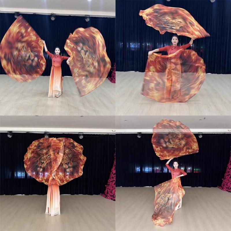 Grandi Stendardi di Culto da 140 Cm con Aste Flessibili Bandiera di Culto Fuoco e Leoni per Servizi Religiosi e Spettacoli Artistici