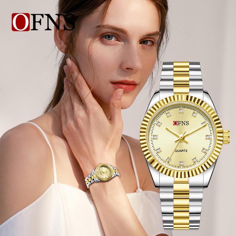 Oufanni Women's Luminous Quartz Waterproof Watch with Steel Band