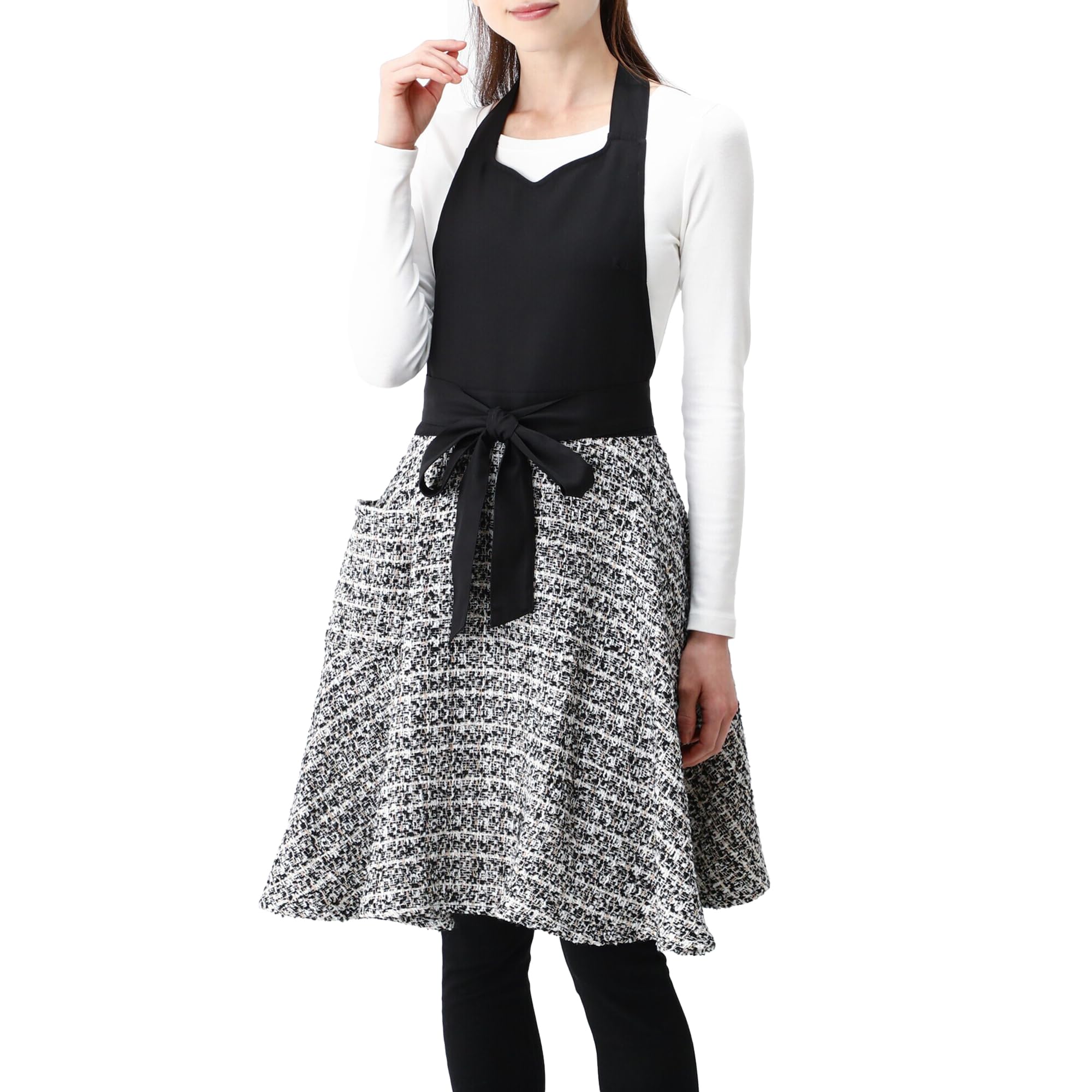 

Francfranc Tweed Full Apron, Black