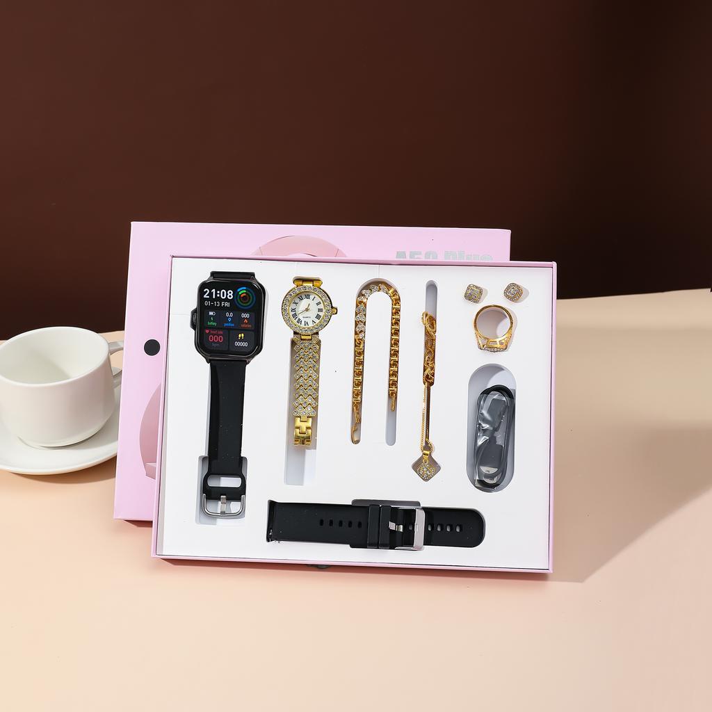 Cross-border bestseller A58 Plus smartwatch for women; small waist set with diamond inlay; step counter sports wristband.