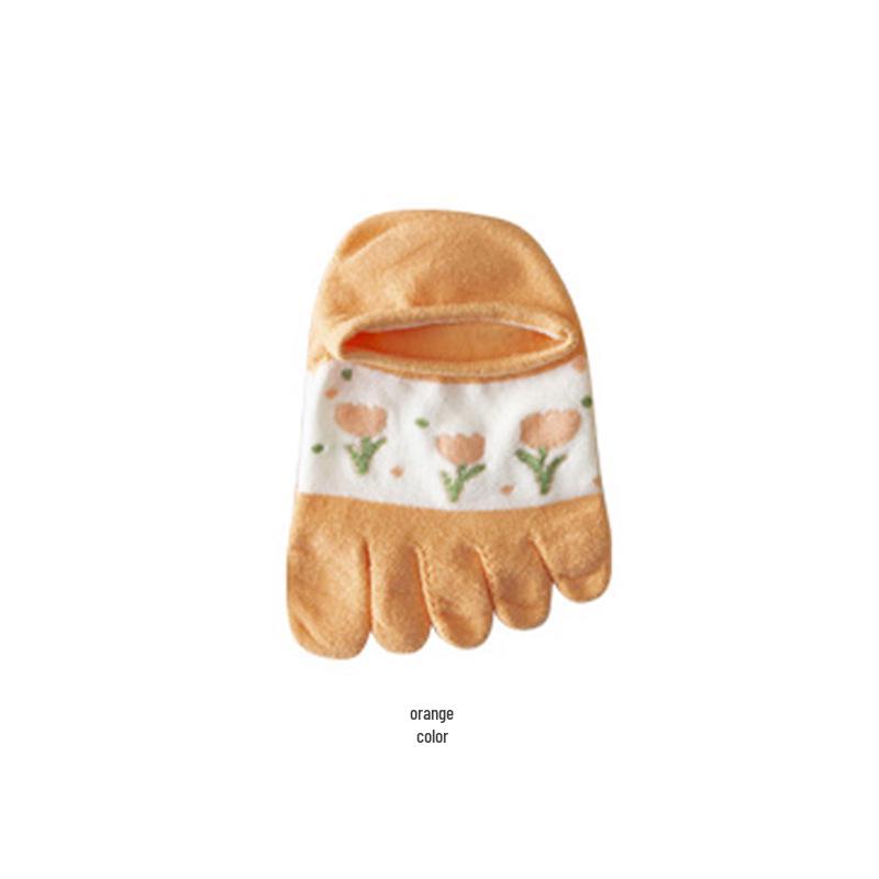 

Women s Summer Low-Cut Five-Toe Cotton Socks One Size