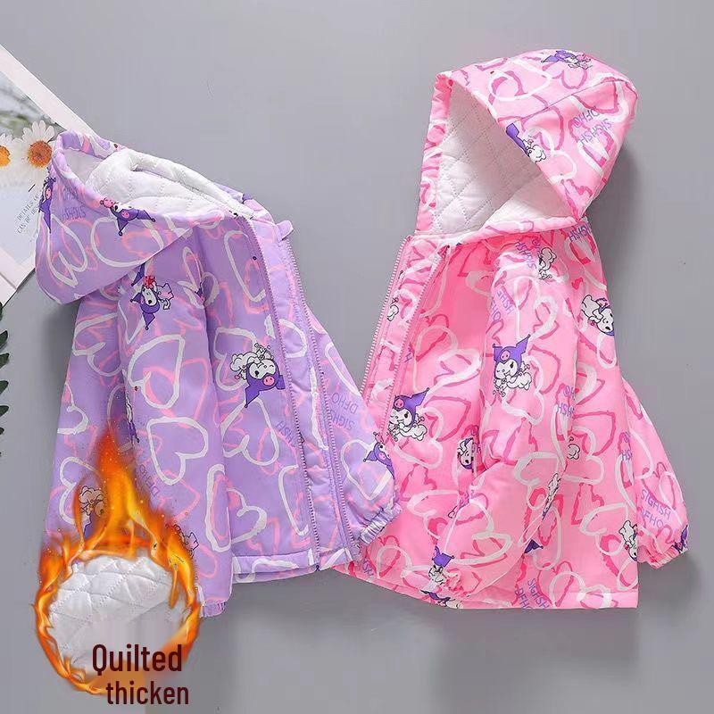 Dziewczęca kurtka wiatrówka z bawełnianą wyściółką Kuromi - Jesień/Zima 2025 Dziecięca odzież sportowa