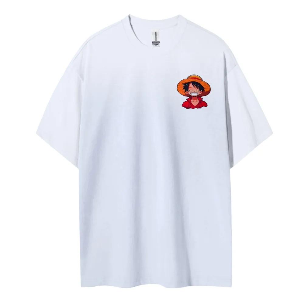 One Piece Animation Derivatives Luffy Printing Top Mens and Womens Summer Fashion Breathable Street Y2K Shortsleeved TShirt