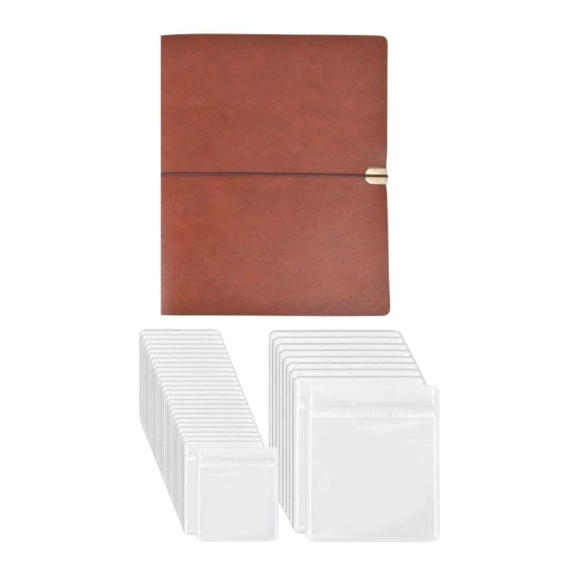 

Jewelry Storage Book for Organizing Earrings and Necklaces Transparent Jewellery Organizer Ticket Collection Holder коричневий