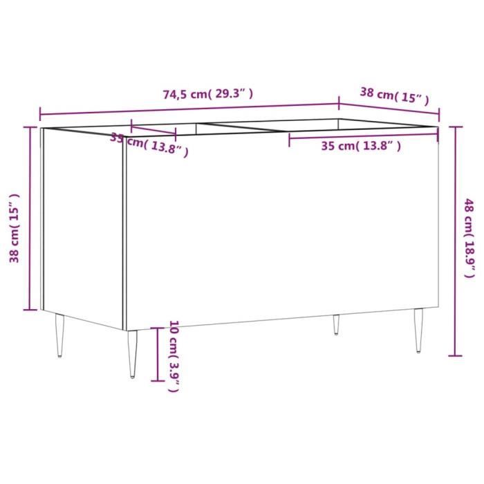 VidaXL Armoire à disques sonoma gris 74,5x38x48 cm bois d'ingénierie 831722