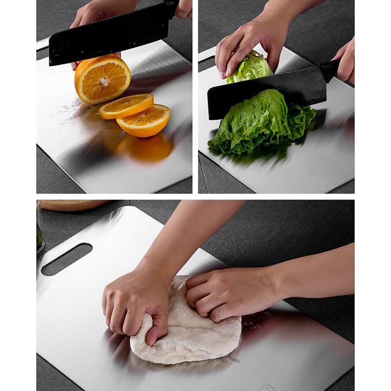 Thick Titanium Cutting Boards for Kitchen Stainless Steel Cooking Boards Double-Sided Food Grade Cutting Board for Home Kitchen