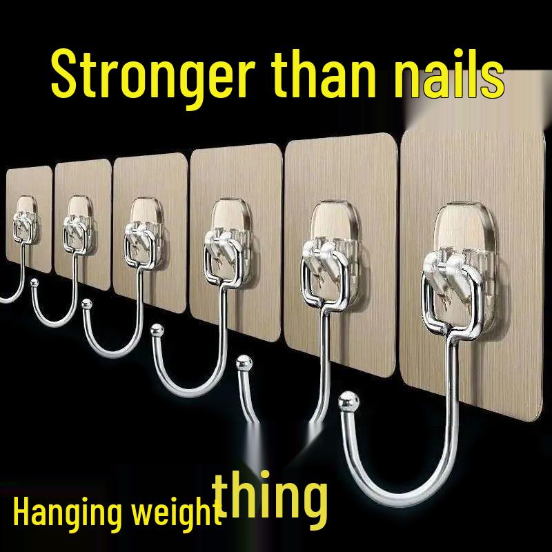 Strong No-Punch Adhesive Plastic Hooks - Transparent, Load-Bearing for Kitchens