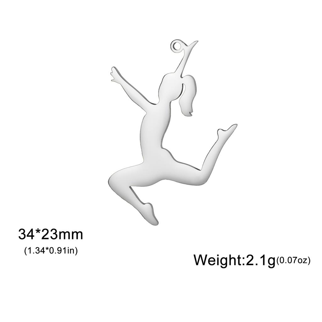Teamer 5pcs/lot DIY Gymnast Sporter Charms Stainless Steel Gymnastics Dancer for Necklcae Bracelets Keychain Jewelry Making Gift