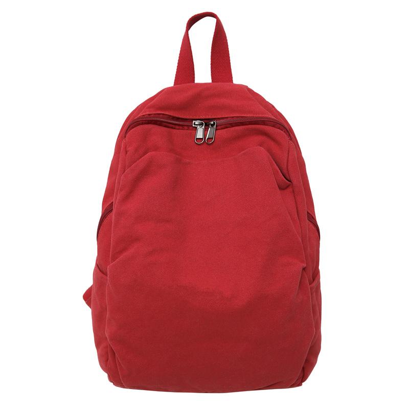 Student Schoolbag Women's Solid Color Travel Bag Men's Canvas Backpack