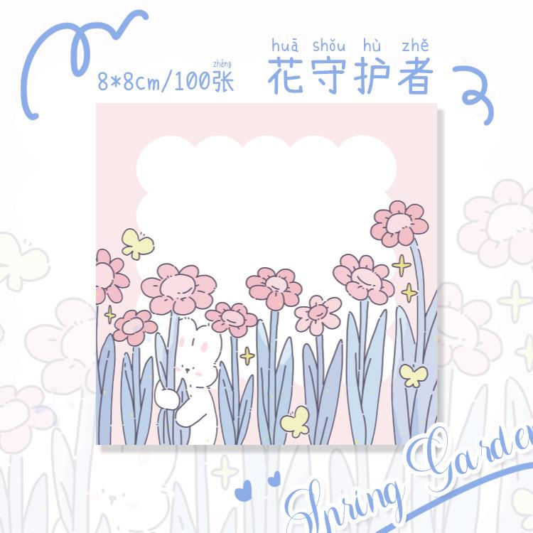 

Mr.Paper 100Pcs/Bag Square Memo Pad Ins Fresh Artistic Flower Handbook Ornament Message-Leaving Note Stationery Supplies