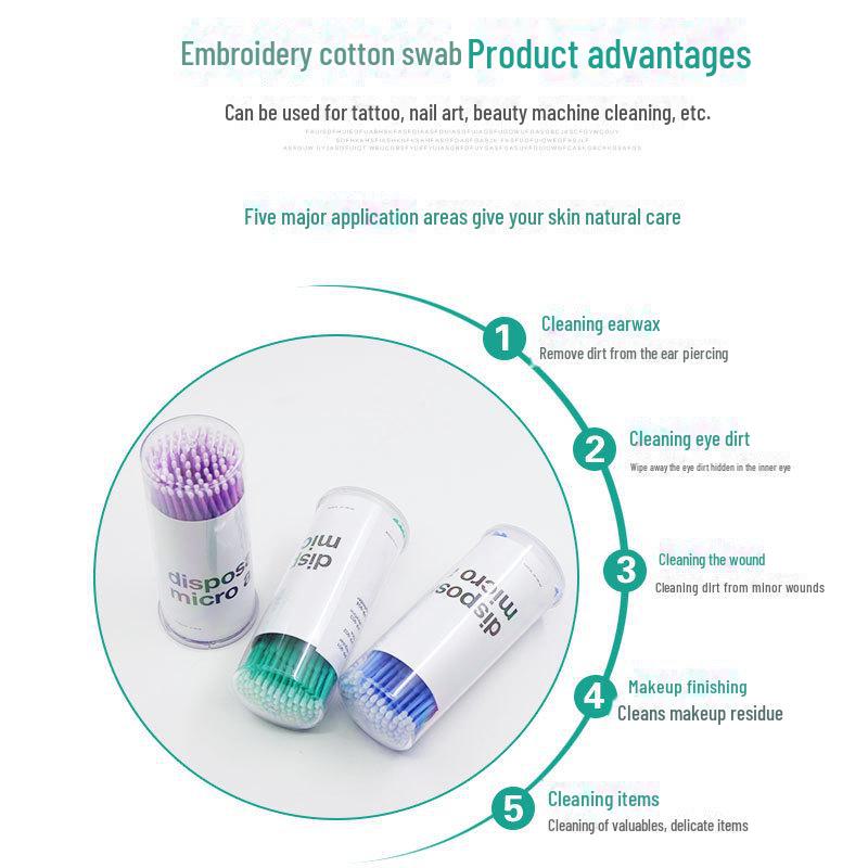 Eyelash Cleaning and Perming Cotton Swab - Precision Tool for Makeup and Tattoo Applications