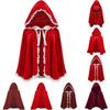 Red Wine Cape Short Cape Ruffled Lace Pleated Lace Hooded Cape Velvet