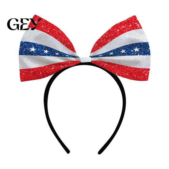 Fascia Personalizzata per Festival Fascia 4 Luglio, Accessori per Capelli Giorno dell'Indipendenza, Cerchio con Fiocco Rosso Bianco Blu per Donne Forniture per Feste Patriottiche