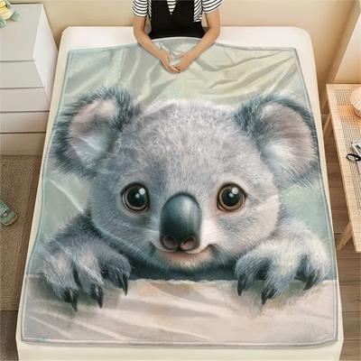 Koala,pattern Flannel Blanket, High Quality Comfortable for All Seasons, Home Decor, Warmth and Comfort, Perfect for Gifts.