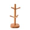 Wooden Mug Hanging Display Rack 6 Hooks Tea Cups Drainer Tabletop Drinkware Shelf  Home Decor