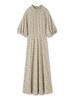 Puff Sleeve High Neck Patterned Chiffon Dress 09WFO244036IVR0
