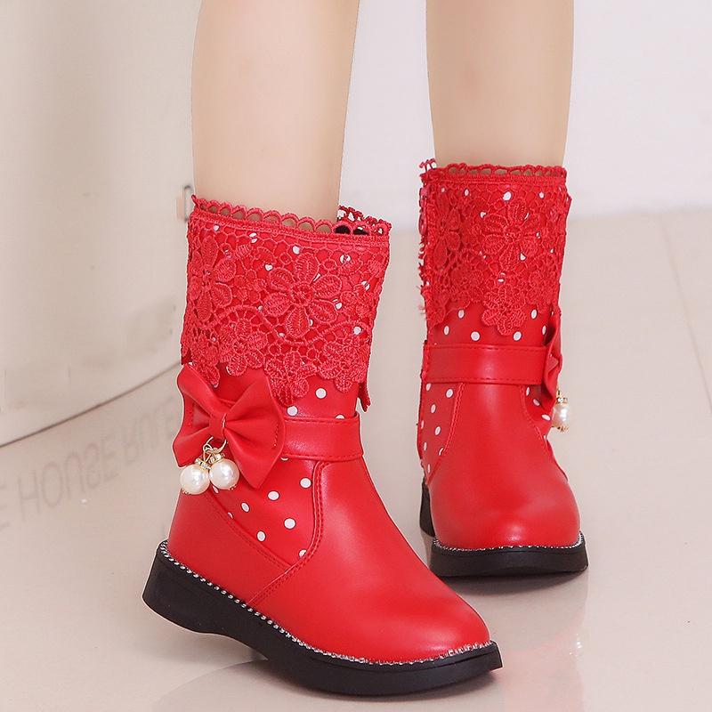 Girls Boots New Autumn Fashion Princess Kids Soft Sneakers Child Snow Boots Spring PU Leather Children Shoes Kids EU Size 27-37