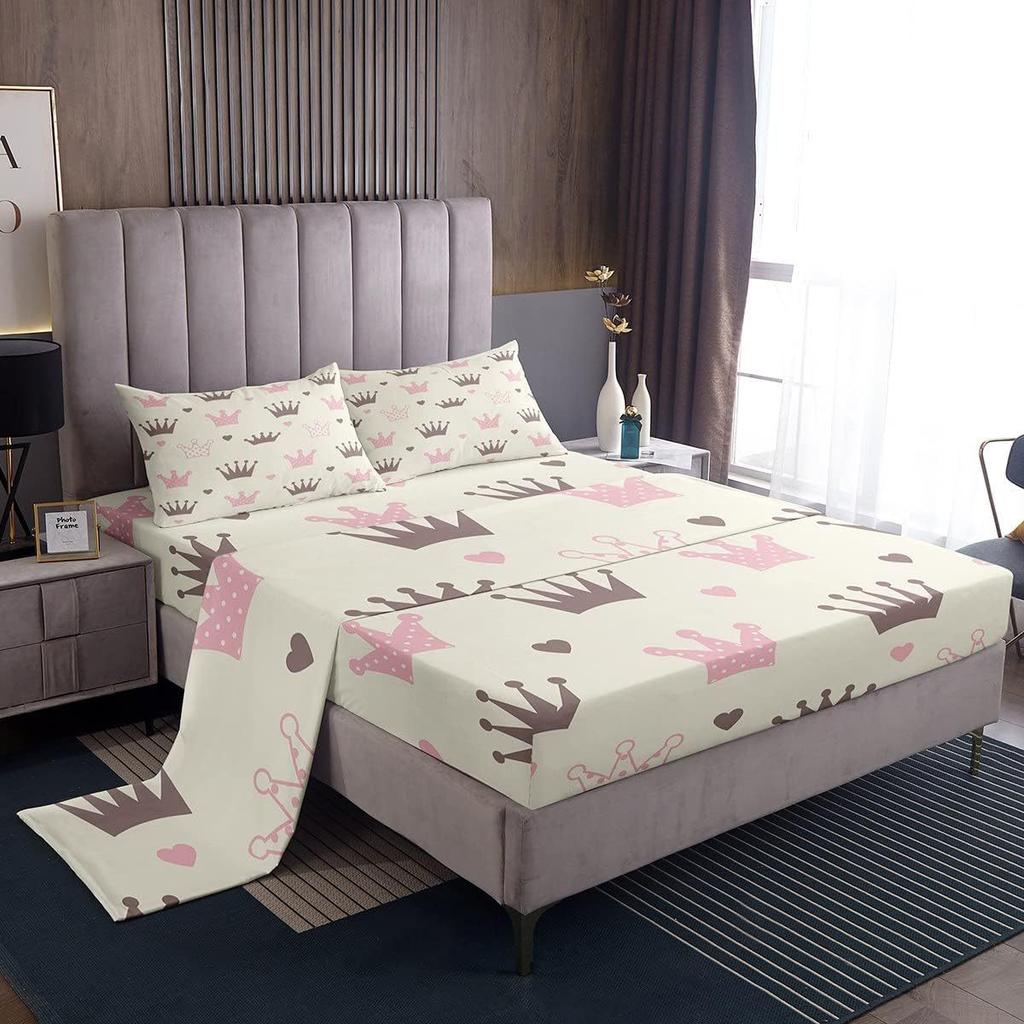 Cartoon Animal Dog Pattern Bed Hat Four-Piece Bedding Set Bedroom Dormitory Bedding Decoration