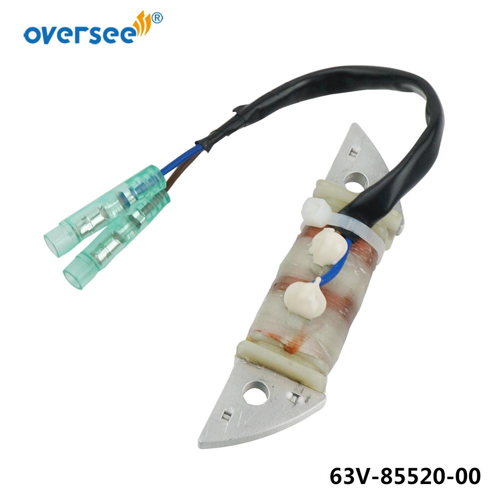 Oversee 63V-85520 Outboard Charge Coil For Yamaha Outboard Motor Parts 2T 9.9HP 15HP Parsun HDX Seatec Seapro 63V-85520-00