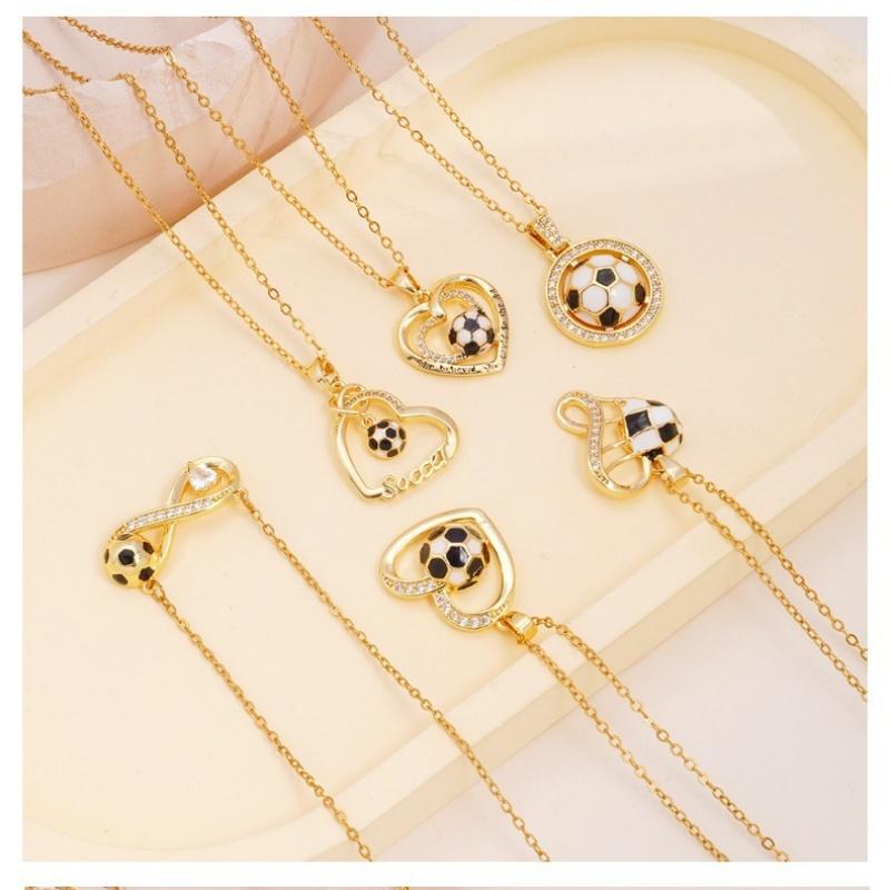 Creative Stainless Steel Heart Football Pendant Necklace For Men Women Party Sports Style Football Fans Necklace Jewelry Gift