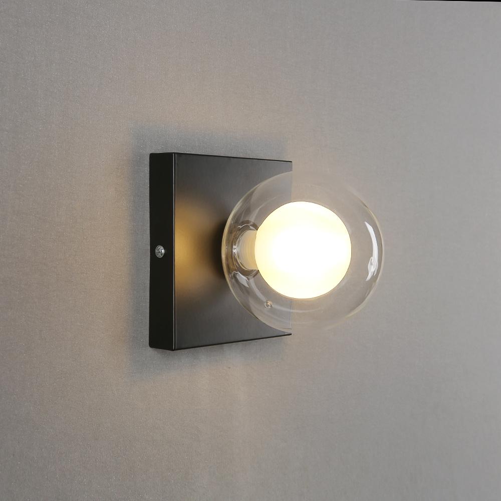 Square Dish LED Wall Lamp Wall Lighting Fixtures for Bedroom Living Room Indoor Ball In the Ball Glass Wall Sconce for Corridor