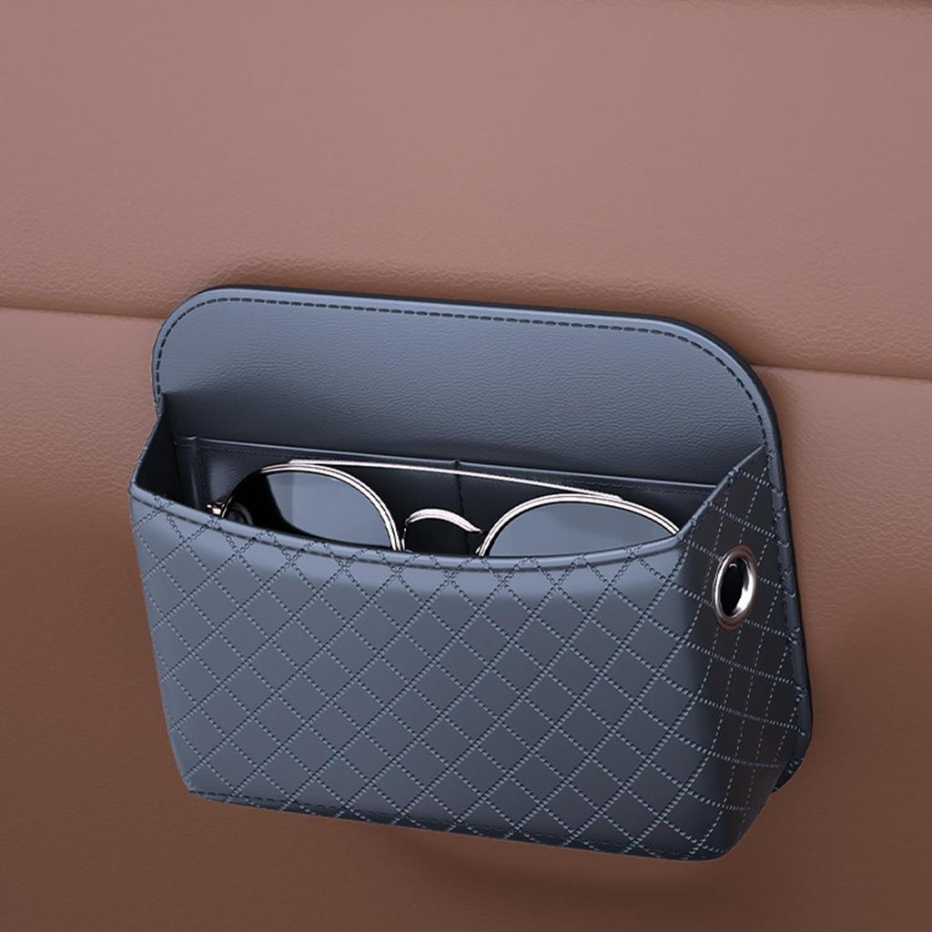 Car Pocket Organizer Adhesive PU Leather Box Car Seat Pocket for Automotive Vehicle Interior Door Console Front Backseat Van
