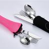 Stainless Steel Travel Cutlery Set: Knife, Fork, Spoon, Bottle Opener with Portable Storage Bag for Outdoor Camping