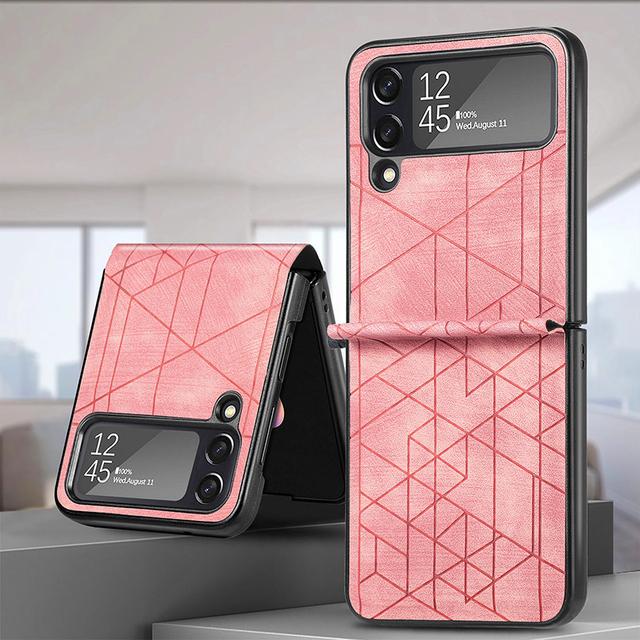 Pro Sumsung Z Flip3 Case Luxusní Splicing Leather Texture Kryt na telefon Samsung Galaxy Z Flip3 Flip3 5g nárazuvzdorný nárazník Coque