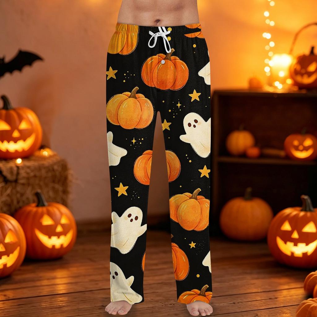 Men's Halloween Print Drawstring Lounge Pants Casual Sleepwear Soft Comfortable Fit Relaxed Style
