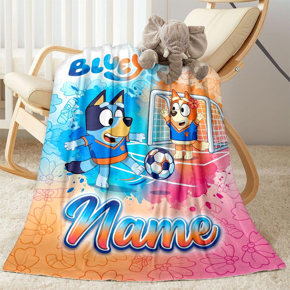 Bluey Scores Again! Customize Text Blanket Multi-purpose Personalized Blanket Ultra-Soft Great for Office Picnics Seaside Sofa Four Seasons Universal