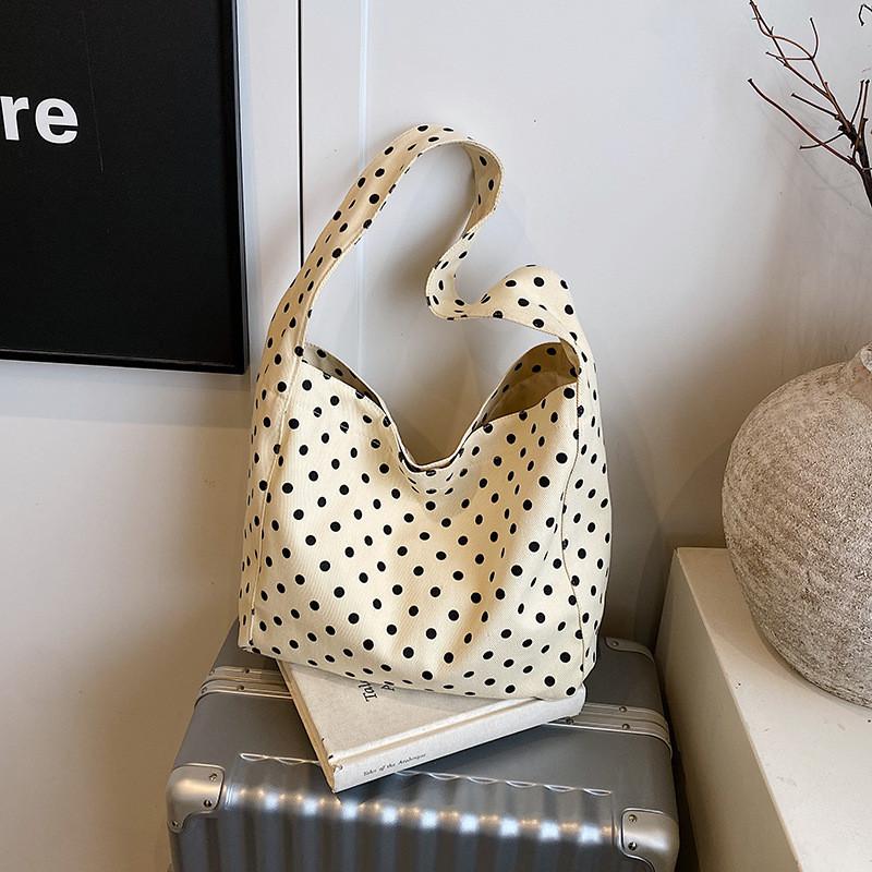Polka Fashion Dot Leopard Print Pattern Women Large Capacity Canvas Tote Bag