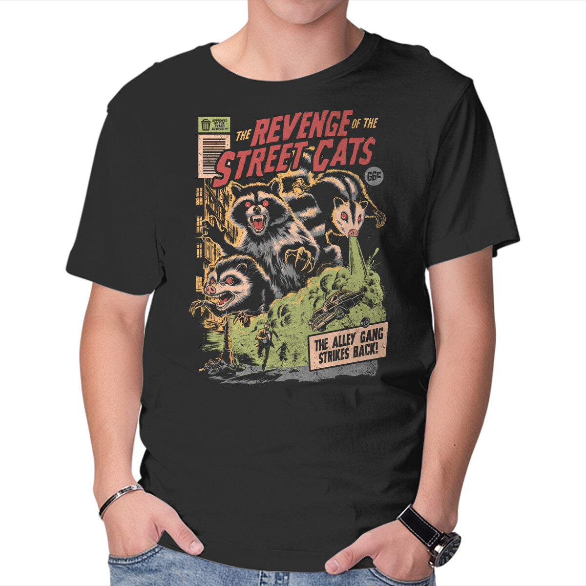 Unisex Crew Neck T-Shirt Revenge Of The Street Cats Graphic Short Sleeve Casual Tee S