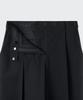 MUSINSA STANDARD WOMAN Women'S Low Waist Bermuda Hidden Banding Wide Half Slacks [Black]