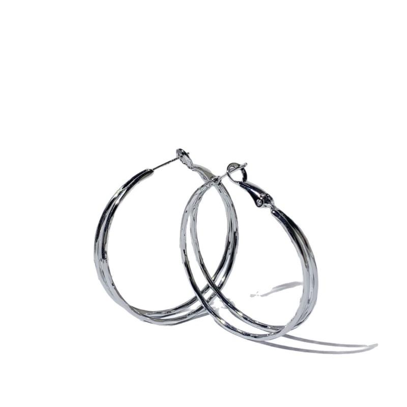 Sterling Double Layer Hoop Earrings Women Minimalist Round Circle Studs Elegant Lightweight Fashion Jewelry